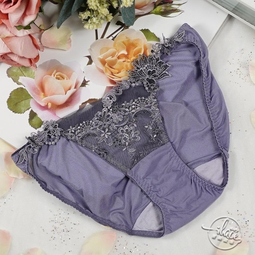 Lady 花翎秘語系列 刺繡低腰三角褲 M-XL(秘羽紫/浪漫白)-細節圖4