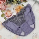 Lady 花翎秘語系列 刺繡低腰三角褲 M-XL(秘羽紫/浪漫白)-規格圖1