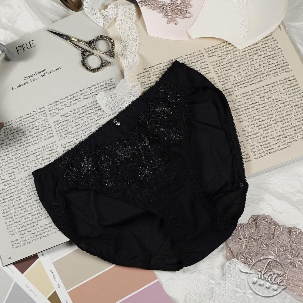 Lady 花履奇緣系列 刺繡中腰三角褲 M-L(閃耀黑/焦糖可可/晨光白)-細節圖9