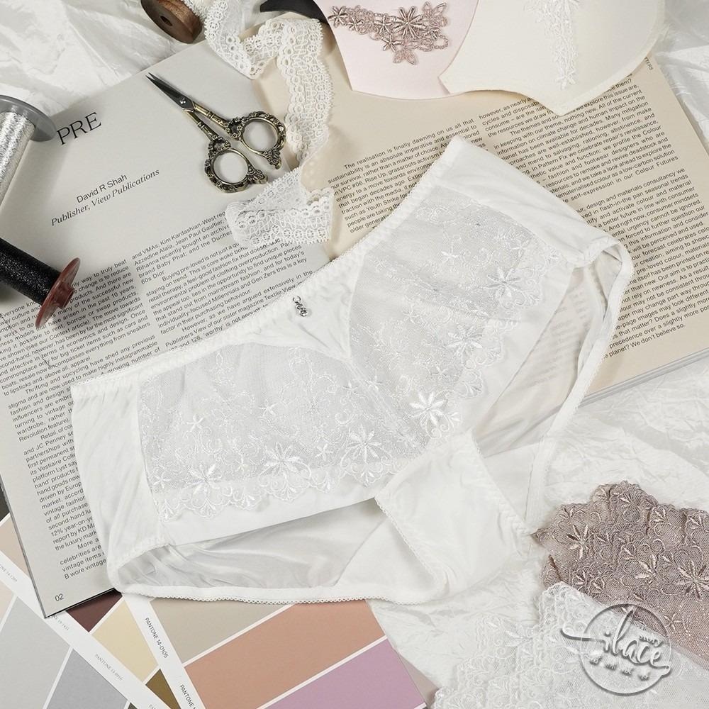 Lady 花履奇緣系列 刺繡中腰平口褲 M-XL(焦糖可可/晨光白)-細節圖4