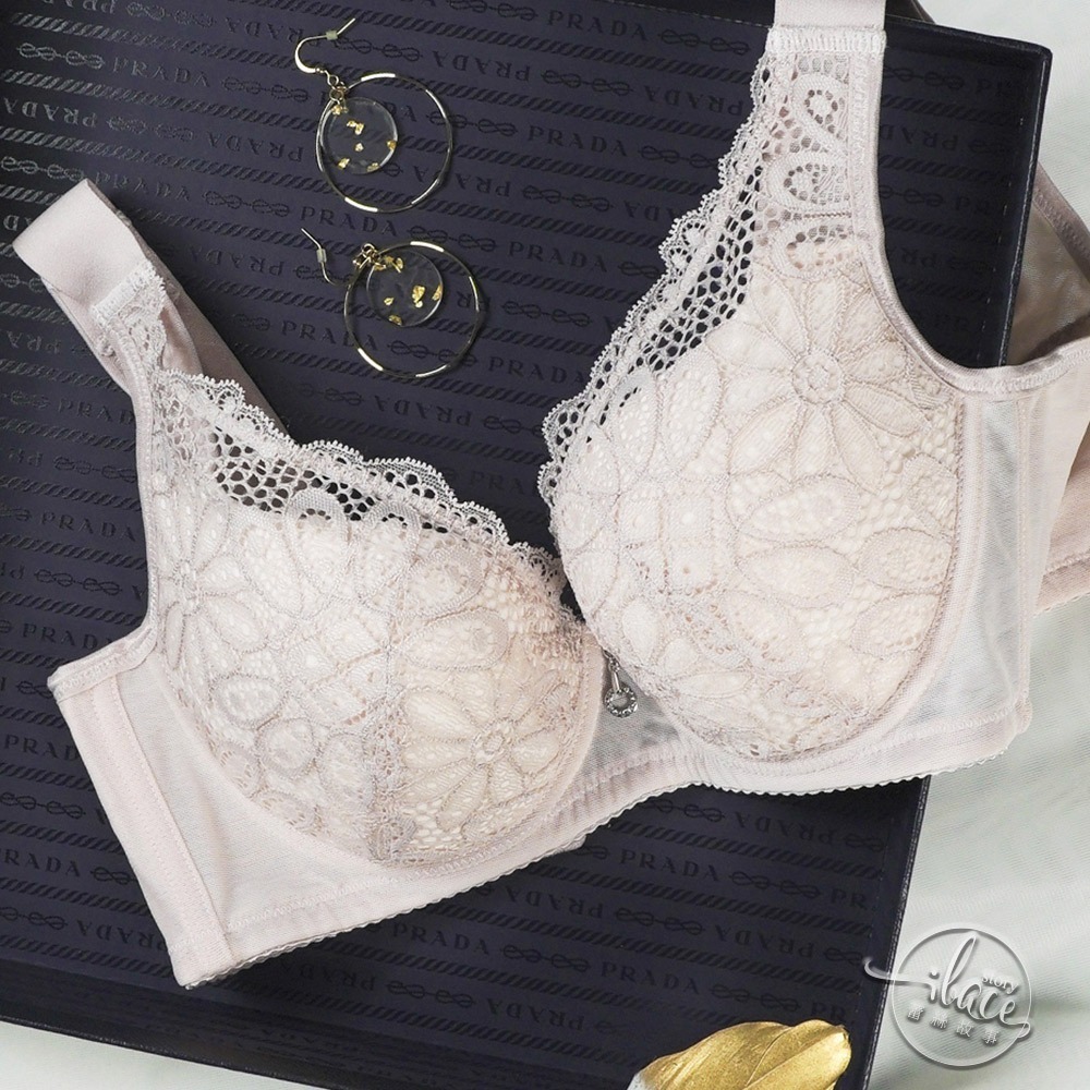 Lady 日光花語系列 蕾絲深杯大罩杯內衣 E-G罩(醉情藍/醺香膚)-細節圖3