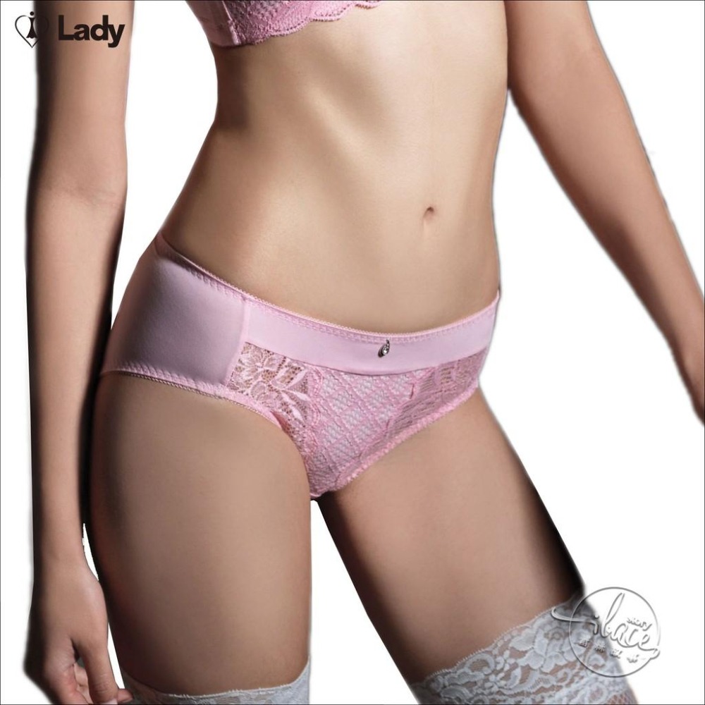 LADY 闇夜天使系列 蕾絲中腰三角褲 (亮金膚 / 恬靜粉)-細節圖5