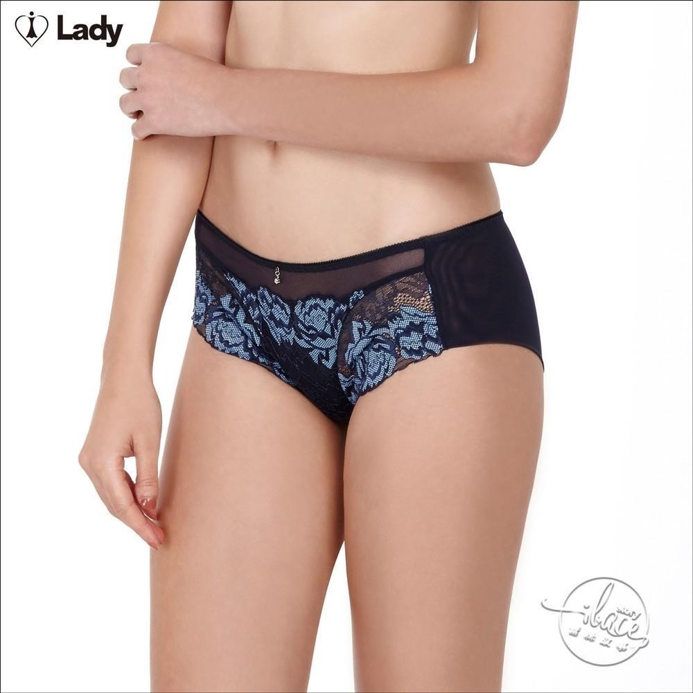 LADY 迷戀花影系列 蕾絲中腰平口褲 (深海藍 / 古堡灰)-細節圖3
