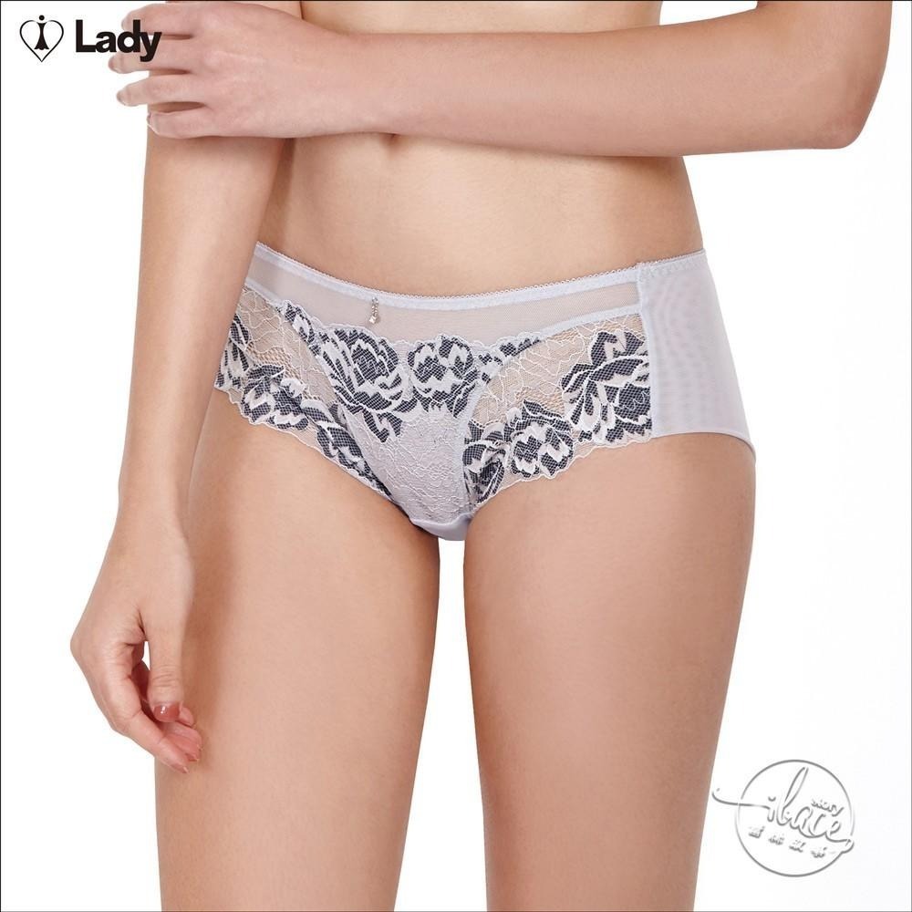 LADY 迷戀花影系列 蕾絲中腰平口褲 (深海藍 / 古堡灰)-細節圖5