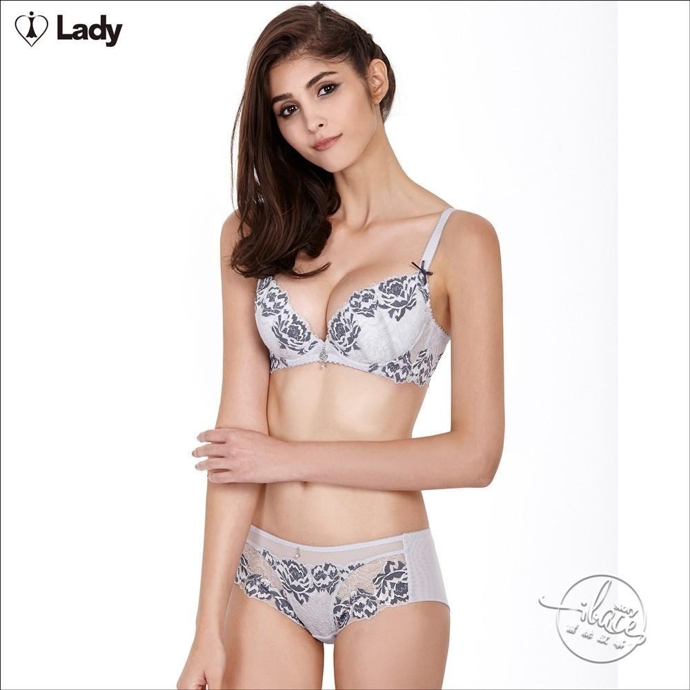 LADY 迷戀花影系列 蕾絲中腰平口褲 (深海藍 / 古堡灰)-細節圖7