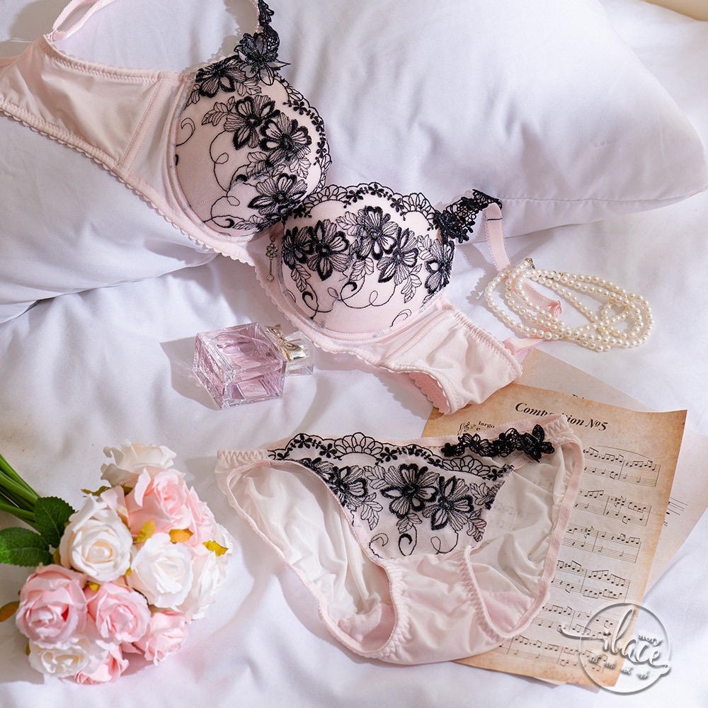 Lady 蝶舞輕揚系列 刺繡低腰三角褲 M-XL(蝶羽灰/夢幻粉)-細節圖4