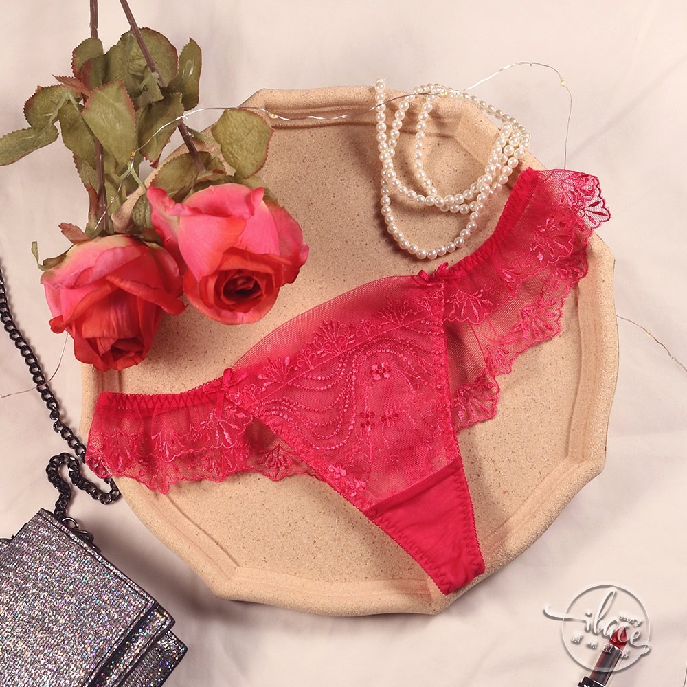 Lady 晨光似戀系列 刺繡低腰丁字褲 M-L(熱戀紅/暗戀白)-細節圖4