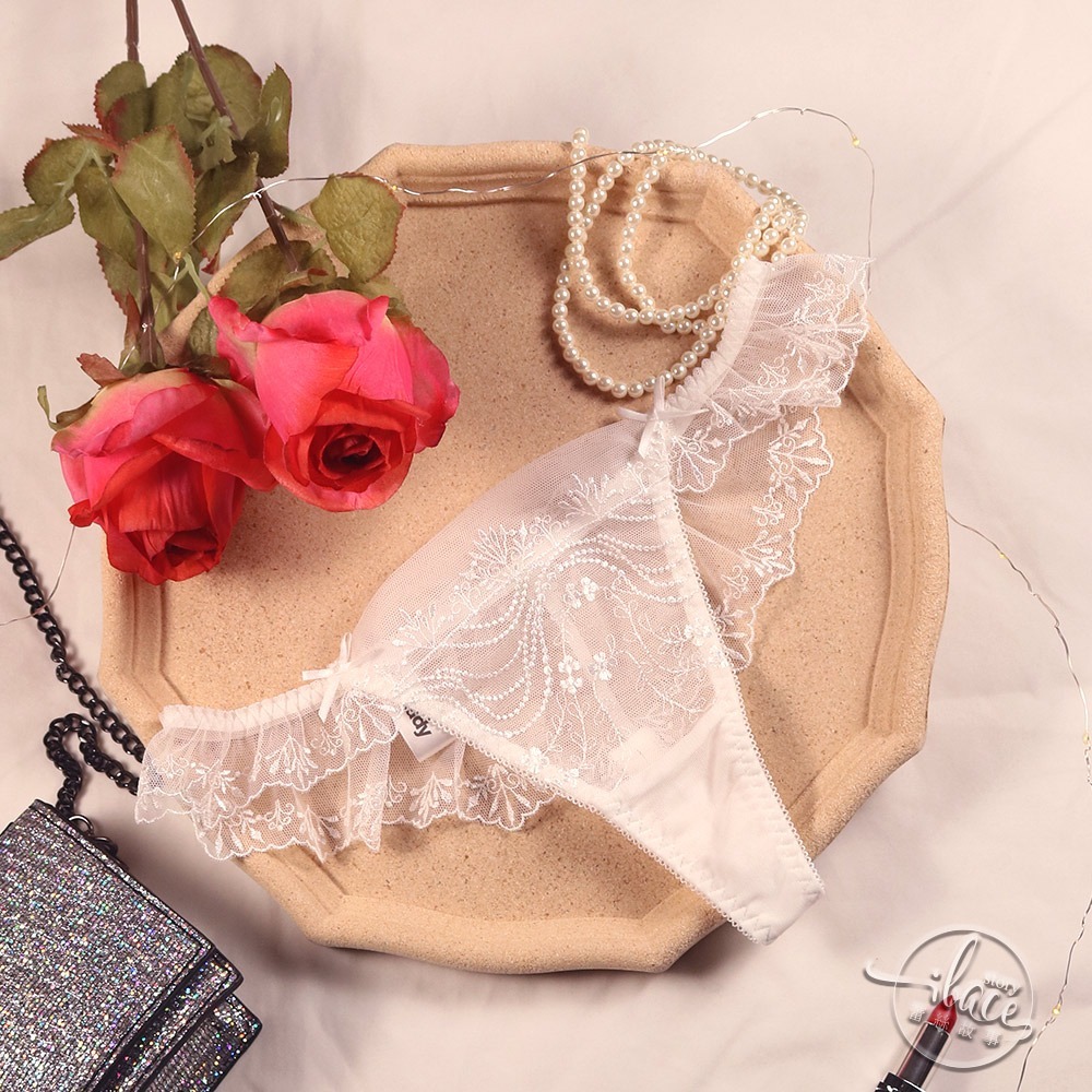 Lady 晨光似戀系列 刺繡低腰丁字褲 M-L(熱戀紅/暗戀白)-細節圖8