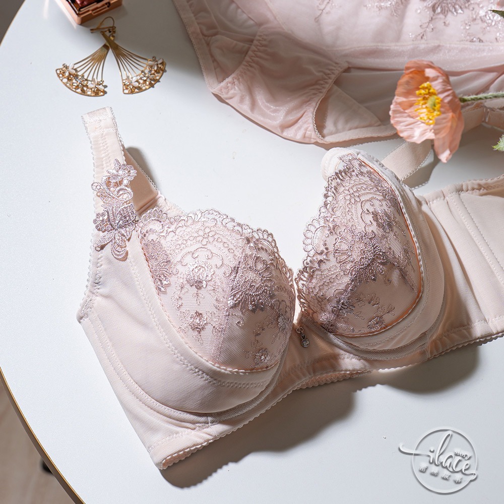 Lady 豔陽花語系列 刺繡機能調整型內衣 B-F罩(優雅膚/玥光灰)-細節圖4