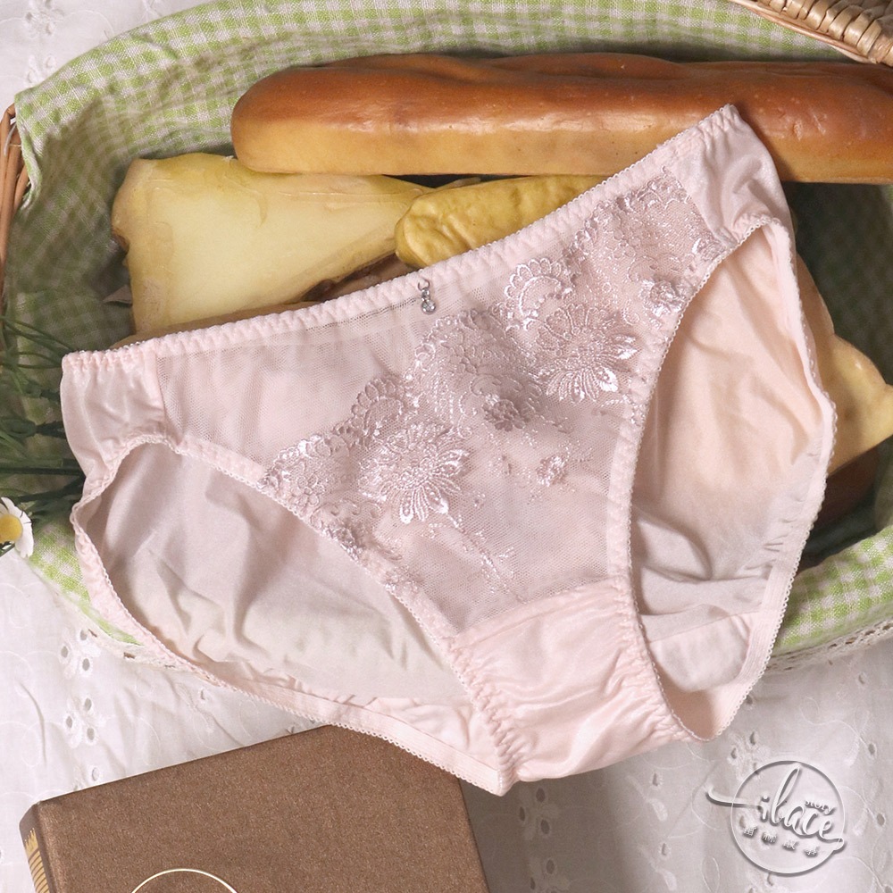 Lady 豔陽花語系列 刺繡中腰三角褲 M-XL(優雅膚/玥光灰/靜謐紫)-細節圖4