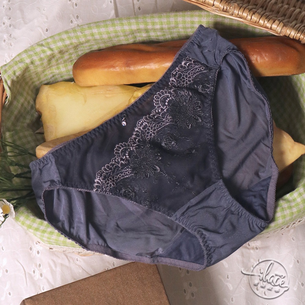 Lady 豔陽花語系列 刺繡中腰三角褲 M-XL(優雅膚/玥光灰/靜謐紫)-細節圖9