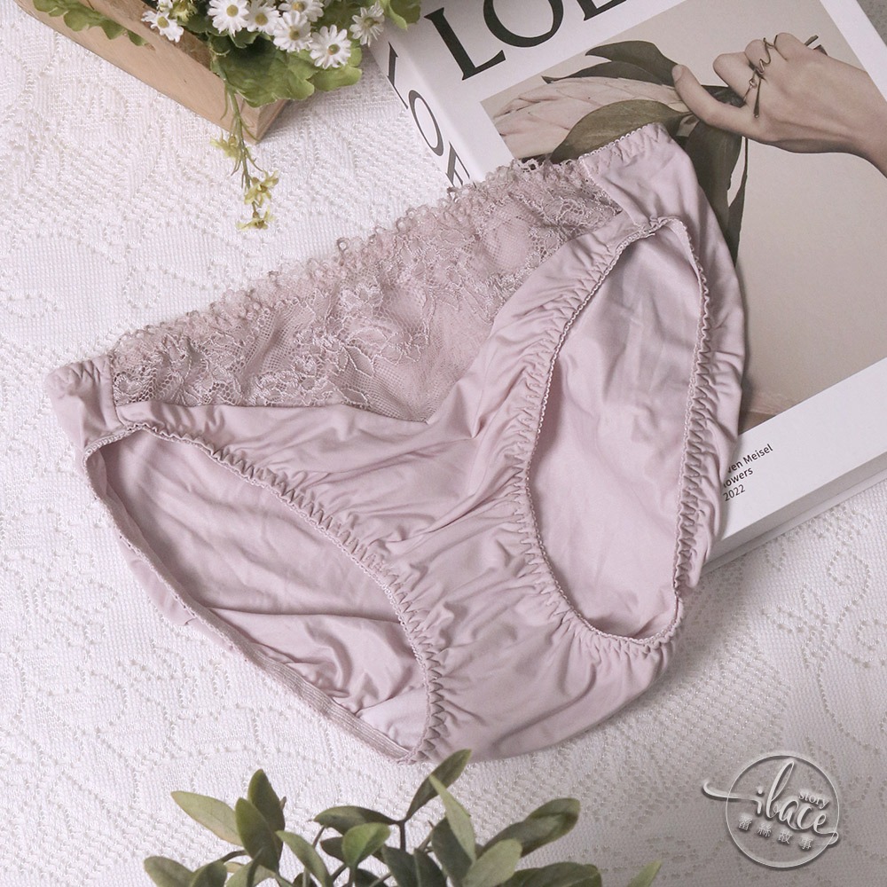Lady 絢夜詩影系列 蕾絲中腰三角褲 M-XXL(暮霞黑/夕霧紫)-細節圖7