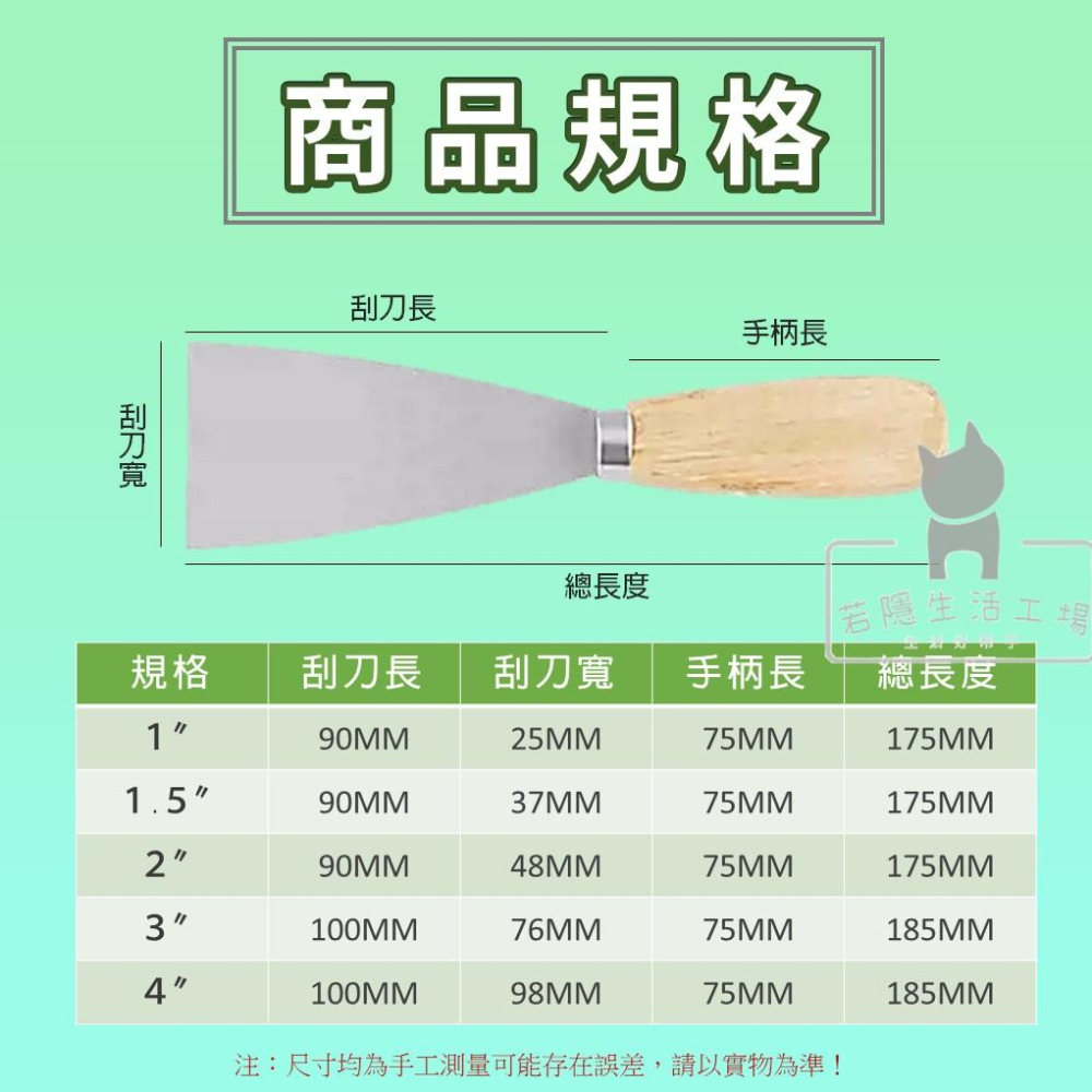 🍀若隱百貨🍀木柄油漆鏟 刮刀 1吋 2吋 3吋 油漆刮刀 油灰刀 油漆刀 抹刀 補刀 清潔刮刀 壁癌 補土 批土-細節圖8