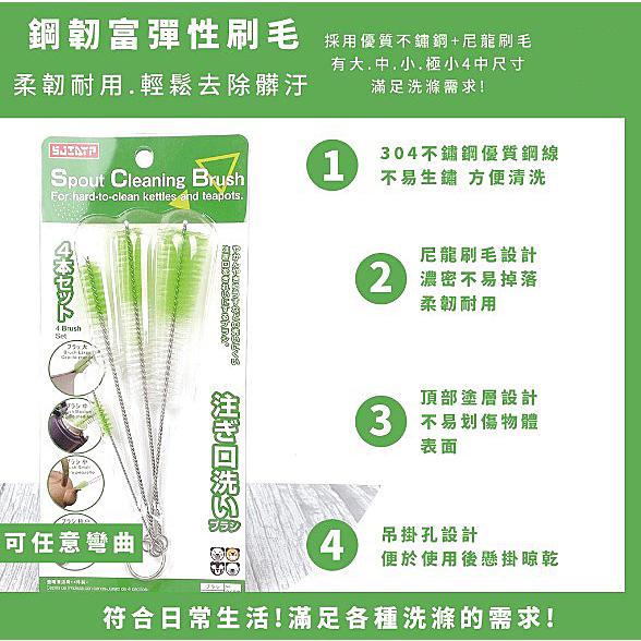 瓶口刷4入組 清潔刷 瓶口刷 刷子 壺嘴清潔刷 茶壺刷 試管刷 洗刷組 吸管內嘴刷 瓶刷 吸管刷 小徑口管刷-細節圖7