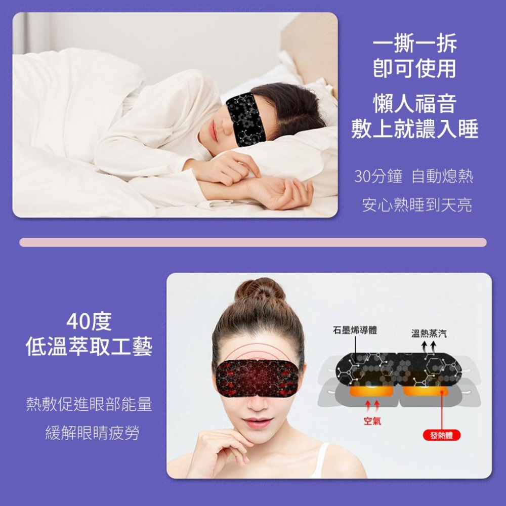 石墨烯蒸氣熱敷眼罩 眼部SPA眼罩 緩解眼疲勞 熱敷 睡眠護眼遮光發熱眼貼 睡眠遮光 溫感眼罩-細節圖2