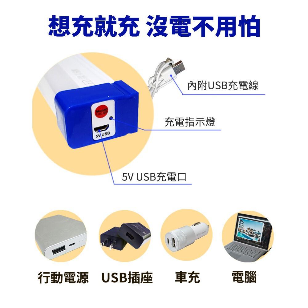 🍀若隱百貨🍀 USB充電燈管(白光) USB充電 LED照明燈 磁吸式 拍攝補光燈 露營燈管 32cm 燈管型 工作燈