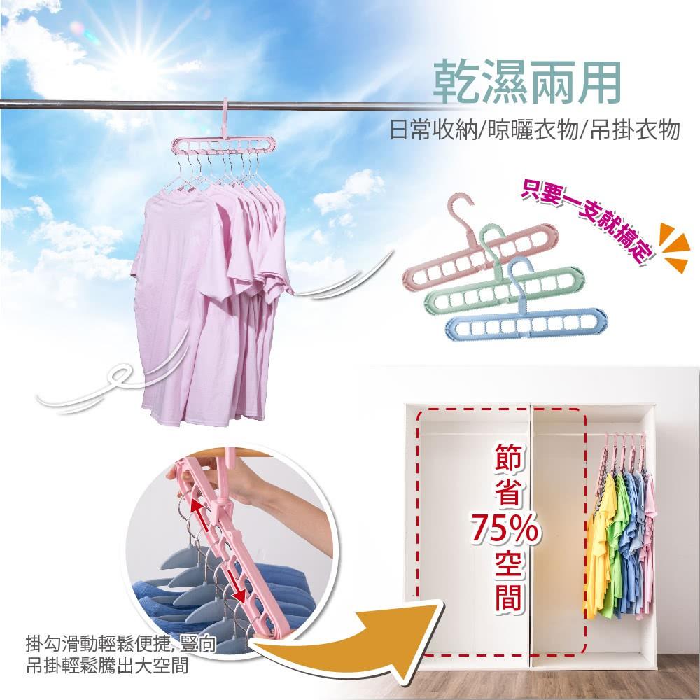 🍀若隱百貨🍀 多功能9孔旋轉衣架 魔術衣架 多功能衣架 曬衣神器 衣架 立體式衣架 伸縮衣架 防滑衣架-細節圖3