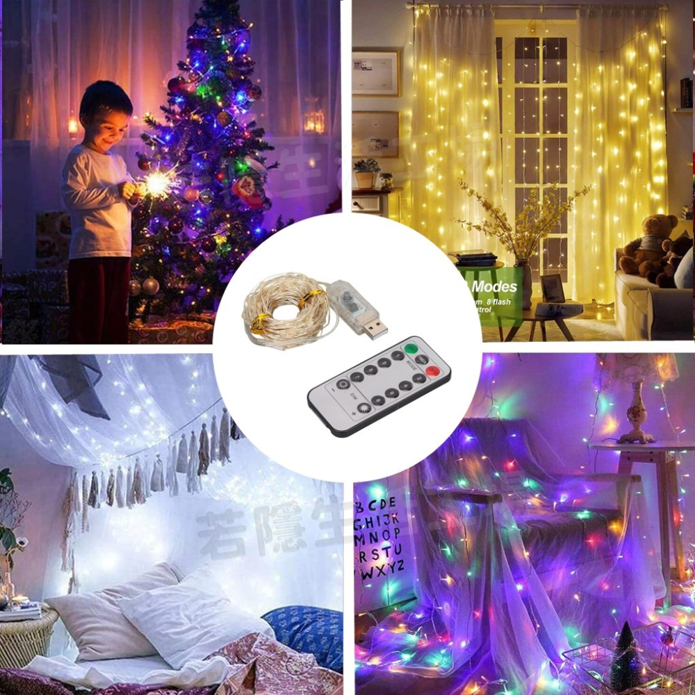 🍀若隱百貨🍀雪花燈串 聖誕節 雪花裝飾 LED燈串 雪花燈 氣氛燈  6米 USB 室內裝飾 拍照 耶誕節-細節圖8