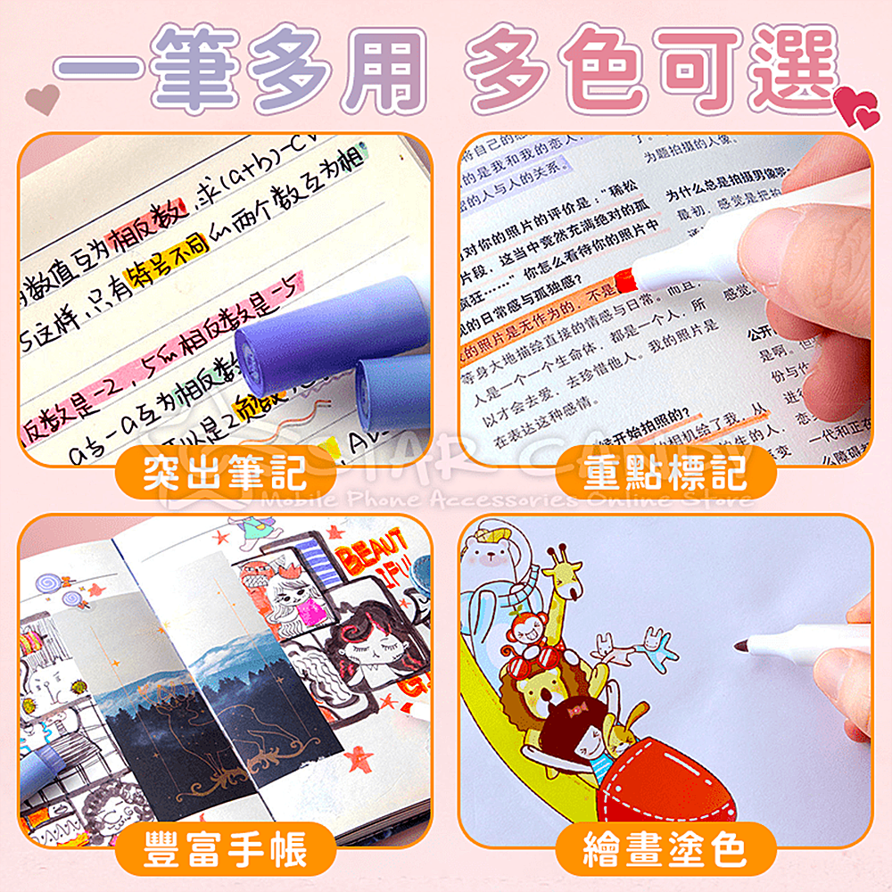 日出漸層螢光筆組 彩色螢光筆 四色螢光筆 單頭螢光筆 螢光筆組 彩色筆 螢光筆 文書 文具用品【A402】-細節圖8