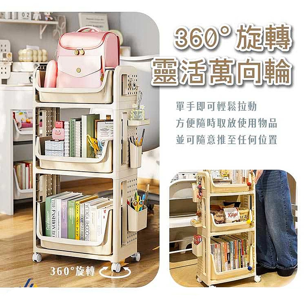 書包置物架小推車 洞洞板收納 收納推車 置物推車 書架 移動書架 書桌收納 辦公收納 收納-細節圖4