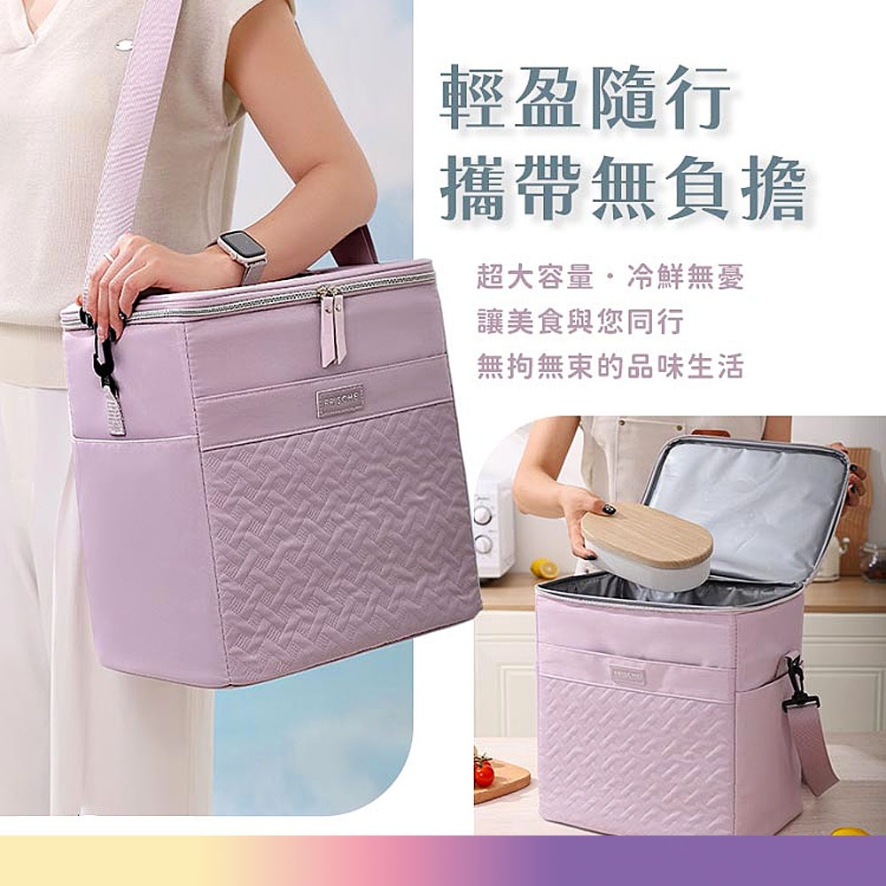 21L 可頌手提戶外款保溫袋 大容量野餐包 手提肩背兩用款鋁箔野餐包 保溫保冷便當袋 保冷袋-細節圖3