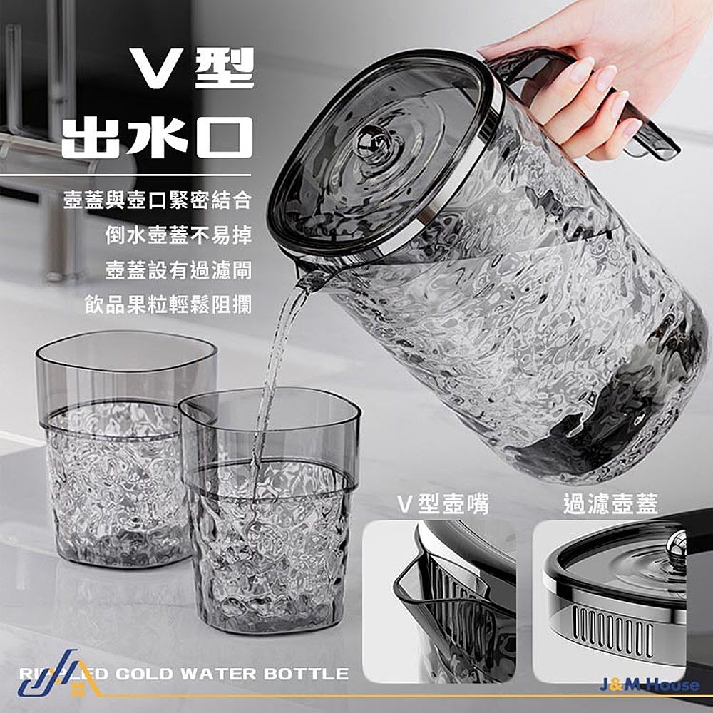 2000ml冰川水波紋冷水壺 冰箱冷水壺 冰水壺 果茶桶 飲料桶 家用水壺 大容量冷水壺-細節圖4