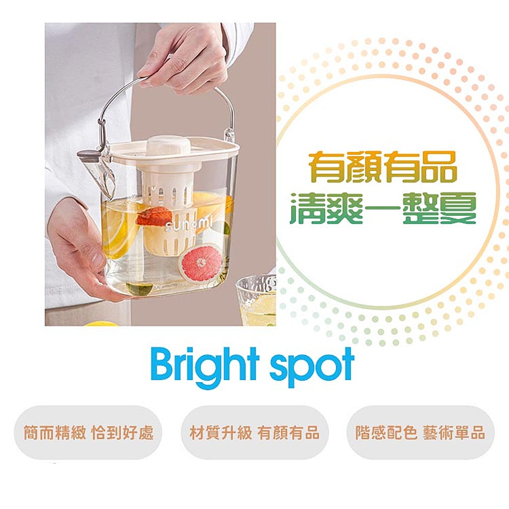 1200ml冷水壺 冰水壺 冷萃咖啡壺 手提冷水壺 果茶壺 冰箱水壺 帶蓋水壺-細節圖2