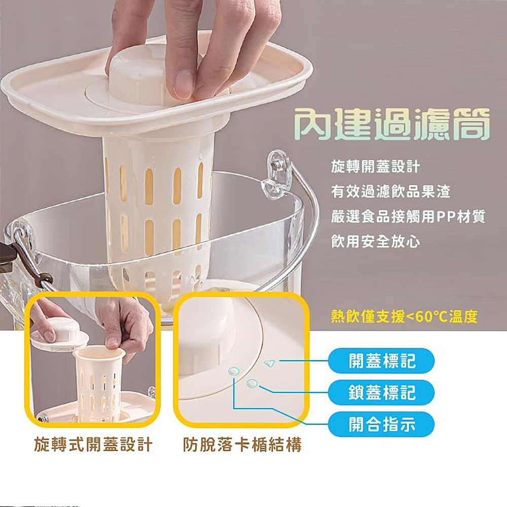 1200ml冷水壺 冰水壺 冷萃咖啡壺 手提冷水壺 果茶壺 冰箱水壺 帶蓋水壺-細節圖4