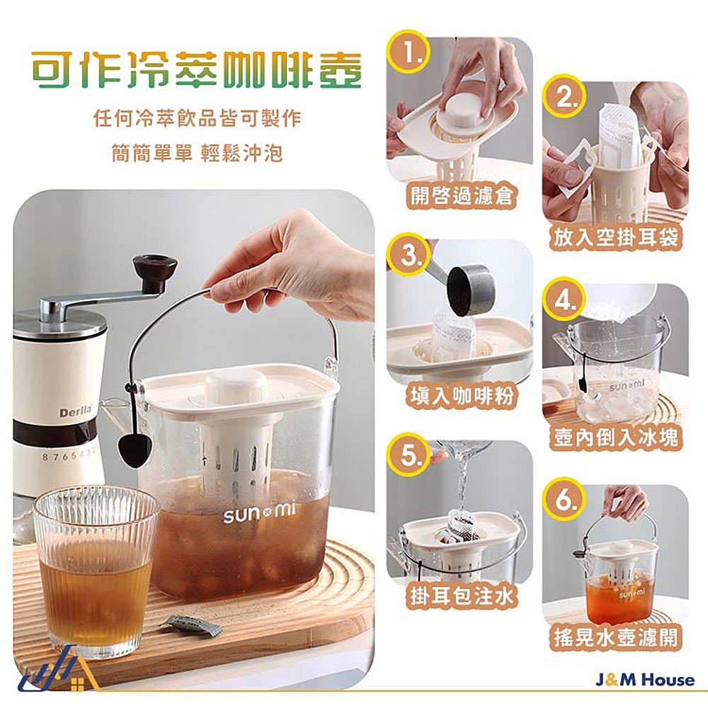 1200ml冷水壺 冰水壺 冷萃咖啡壺 手提冷水壺 果茶壺 冰箱水壺 帶蓋水壺-細節圖7