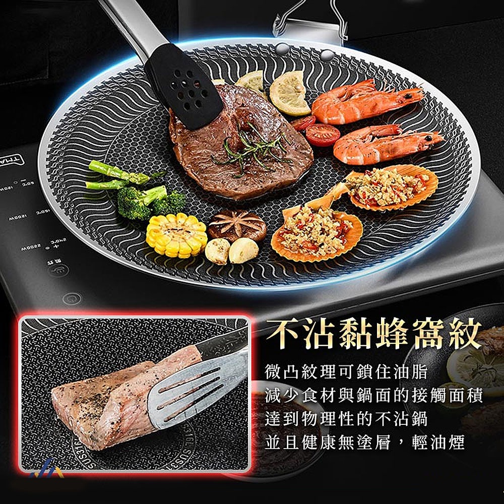316不銹鋼不沾烤盤 燒烤盤 煎烤盤 無塗層 卡式爐電磁爐烤盤 露營烤盤-細節圖5