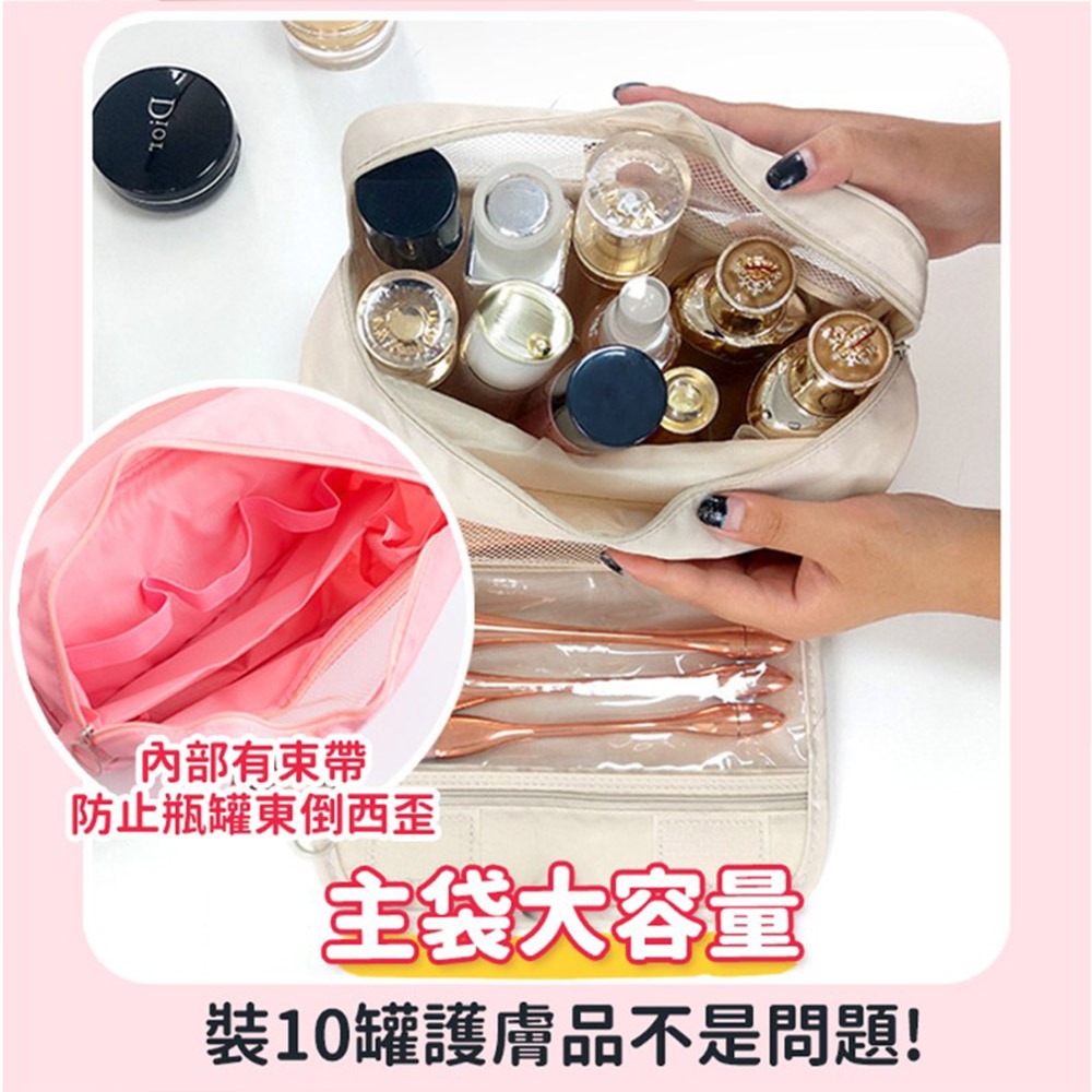懸掛式盥洗包 化妝包 洗漱包 沐浴包 漱洗包 手提盥洗包 掛勾 收納包 過夜包 露營包 旅行收納包-細節圖3