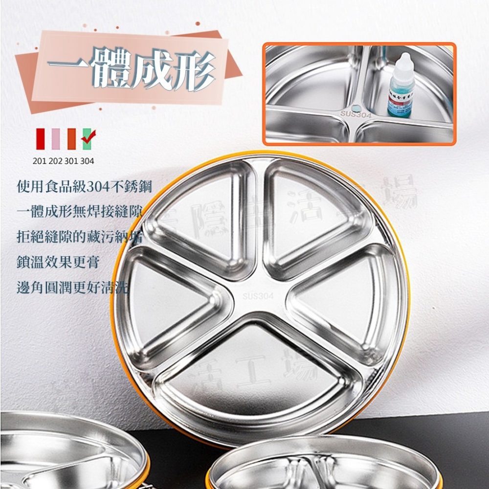 圓形便當盒 304不銹鋼分隔餐盒 減脂餐盒 保鮮盒 不銹鋼便當盒 不銹鋼餐盤 野餐盒 密封盒-細節圖2