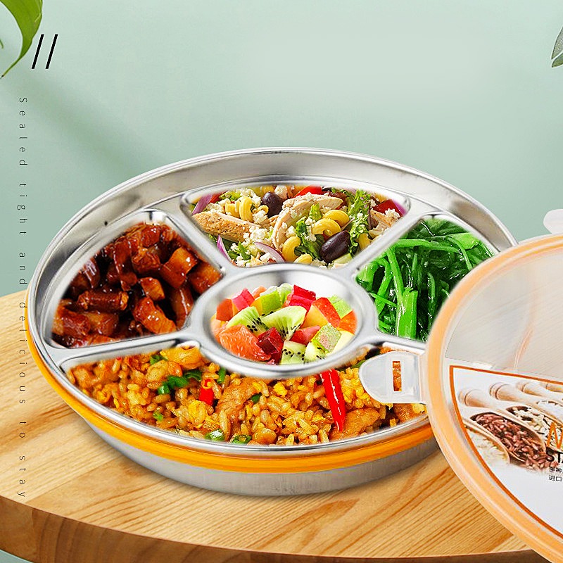 圓形便當盒 304不銹鋼分隔餐盒 減脂餐盒 保鮮盒 不銹鋼便當盒 不銹鋼餐盤 野餐盒 密封盒-細節圖6