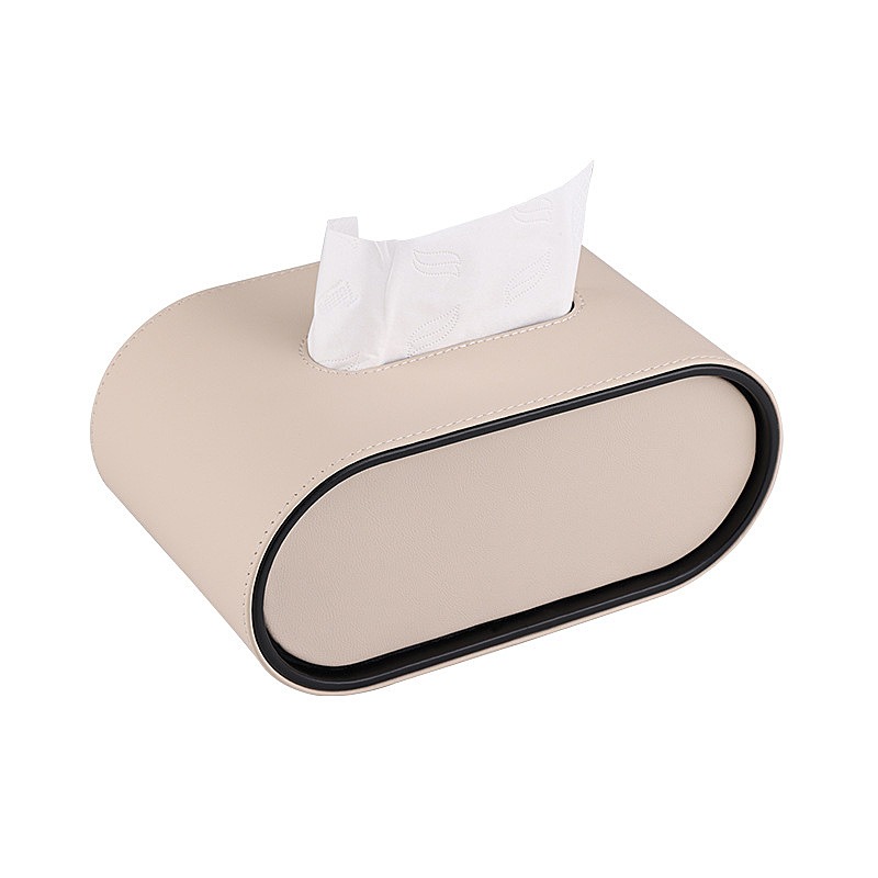 皮革衛生紙盒 面紙盒 橢圓形皮質紙巾盒 抽取式紙巾盒 桌面餐巾紙收納盒 衛生紙收納盒 桌面收納-規格圖7