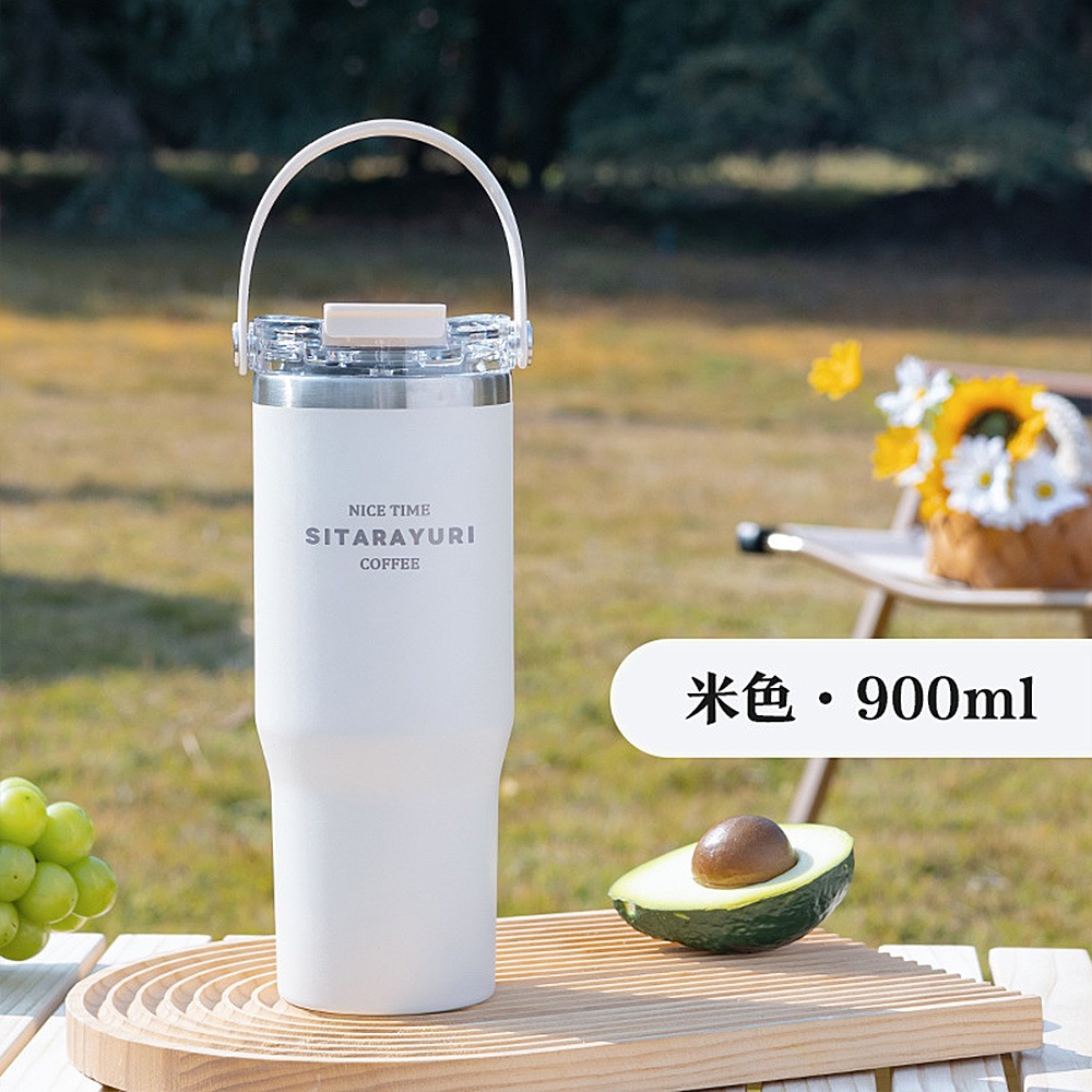 SITARAYURI三飲保溫杯 304不鏽鋼冰壩杯 大容量900ml 手提冰霸杯 環保咖啡杯 磁吸防塵-規格圖7