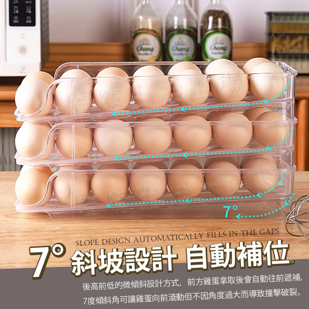雞蛋收納盒 滑梯式雞蛋盒 自動補位 滾動雞蛋盒 疊加收納 雞蛋保鮮盒 冰箱收納雞蛋盒 雞蛋托 雞蛋收納架-細節圖3
