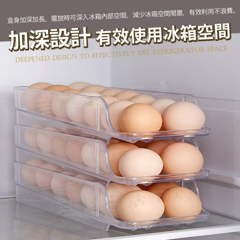 雞蛋收納盒 滑梯式雞蛋盒 自動補位 滾動雞蛋盒 疊加收納 雞蛋保鮮盒 冰箱收納雞蛋盒 雞蛋托 雞蛋收納架-細節圖5