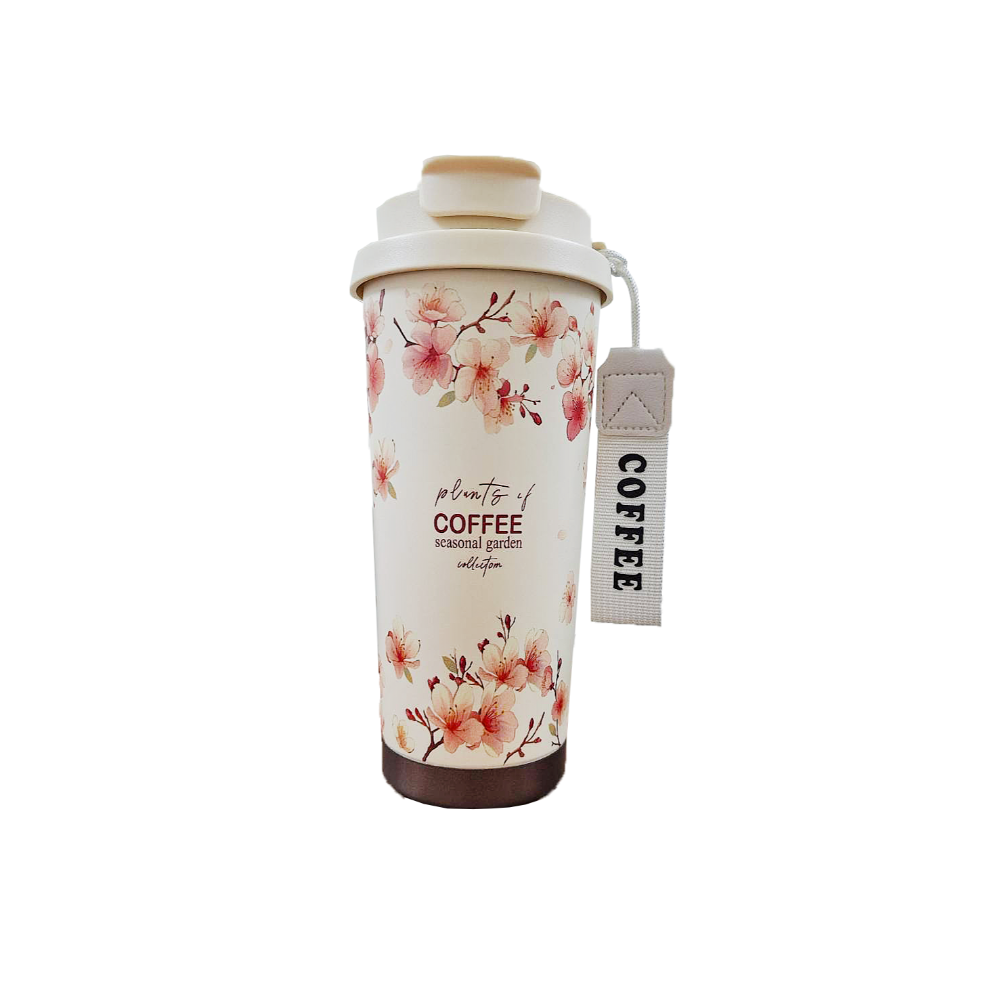 花藝彩繪咖啡杯 帶茶倉泡茶杯 304不銹鋼保溫杯 隨行杯 環保杯 吸管水壺 保溫瓶-規格圖9