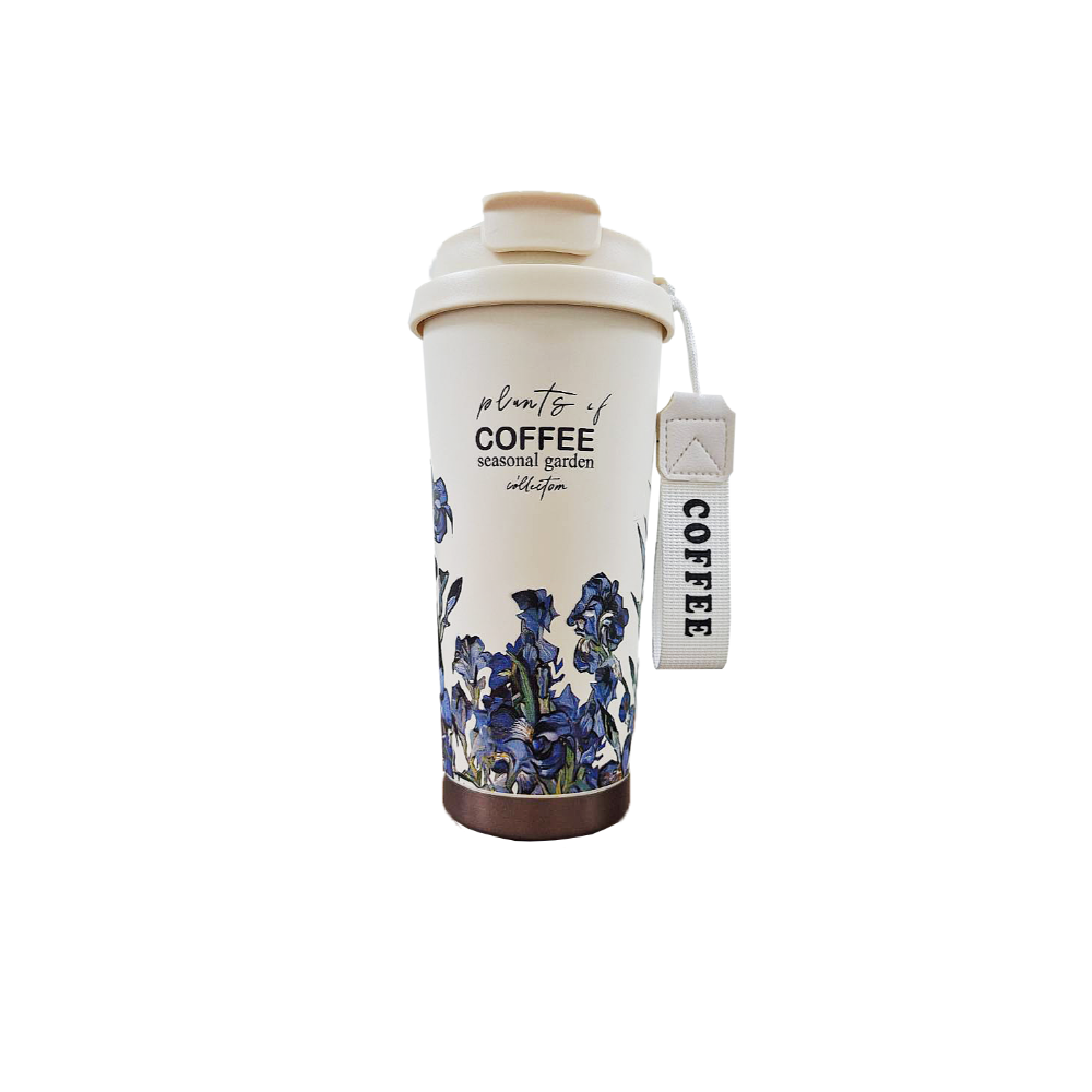 花藝彩繪咖啡杯 帶茶倉泡茶杯 304不銹鋼保溫杯 隨行杯 環保杯 吸管水壺 保溫瓶-規格圖9