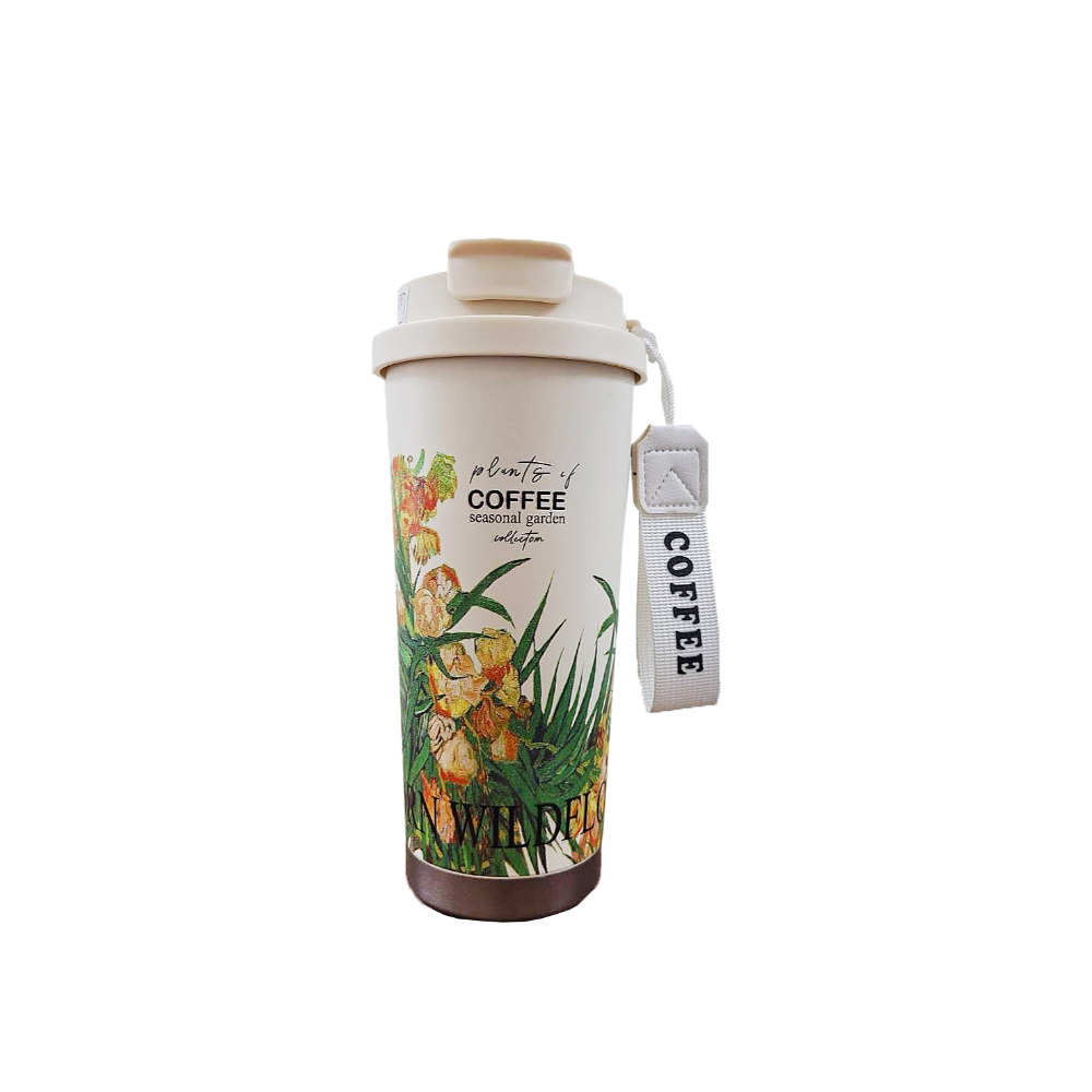 花藝彩繪咖啡杯 帶茶倉泡茶杯 304不銹鋼保溫杯 隨行杯 環保杯 吸管水壺 保溫瓶-規格圖9