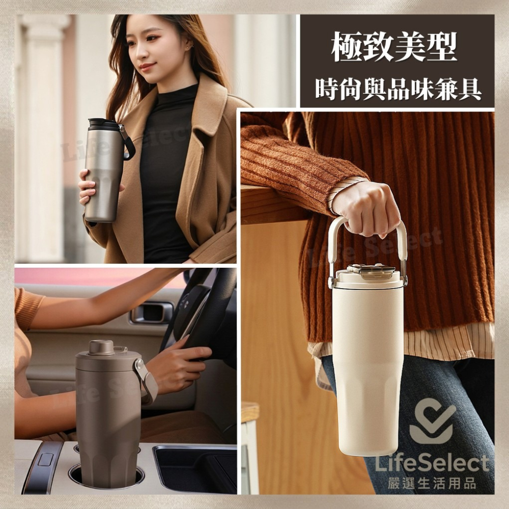 【生活選】陶瓷雙飲咖啡杯 800ML 316手提保溫杯 茶水分離泡茶杯 不銹鋼水壺 冰壩杯 環保杯 隨行杯-細節圖7