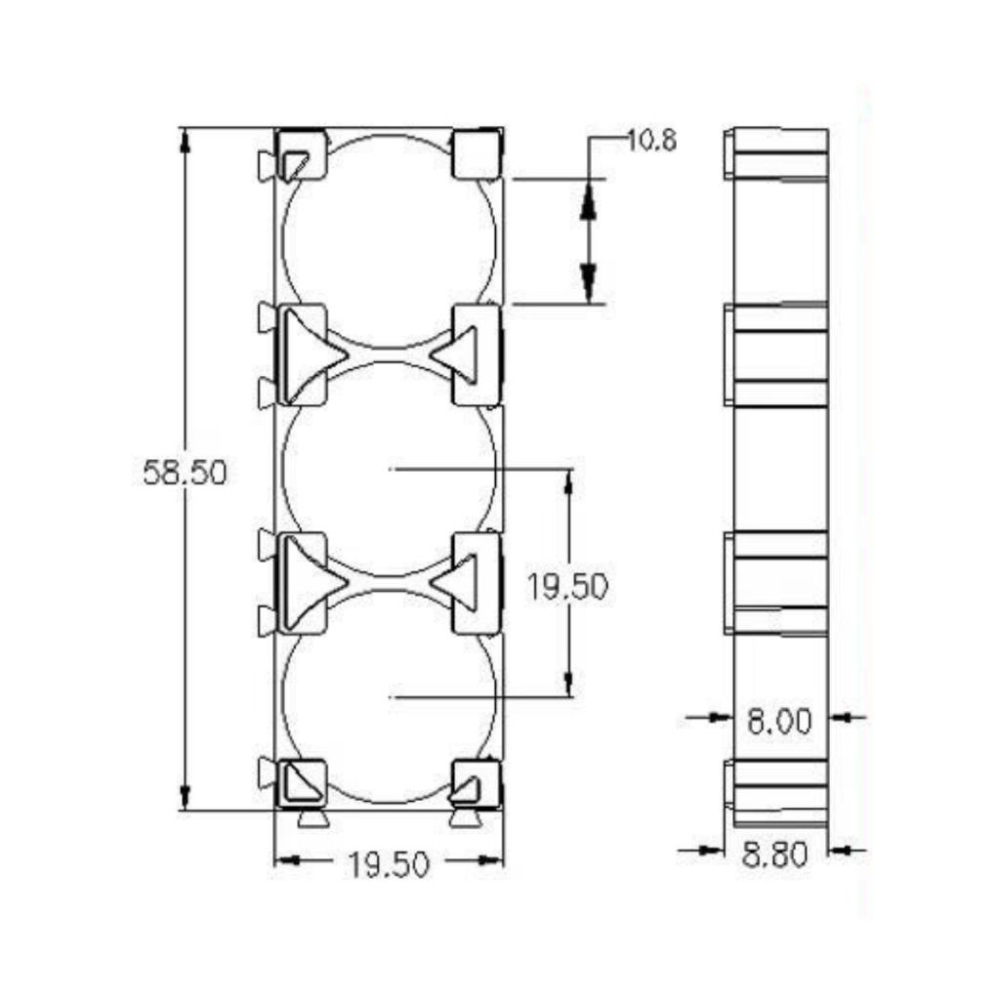 18650 拼接支架 組合支架 鋰電池固定支架 固定座 鋰電池支架 電池組合架 間距20.2 19.5 單~三聯-細節圖4