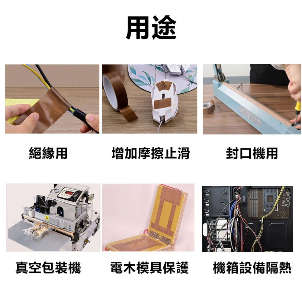 鐵氟龍膠帶 隔熱膠帶 10米包裝 厚度0.13 寬15~60mm 8種尺寸 耐高溫膠帶 絕緣 防水 阻燃 耐腐蝕 膠帶-細節圖2
