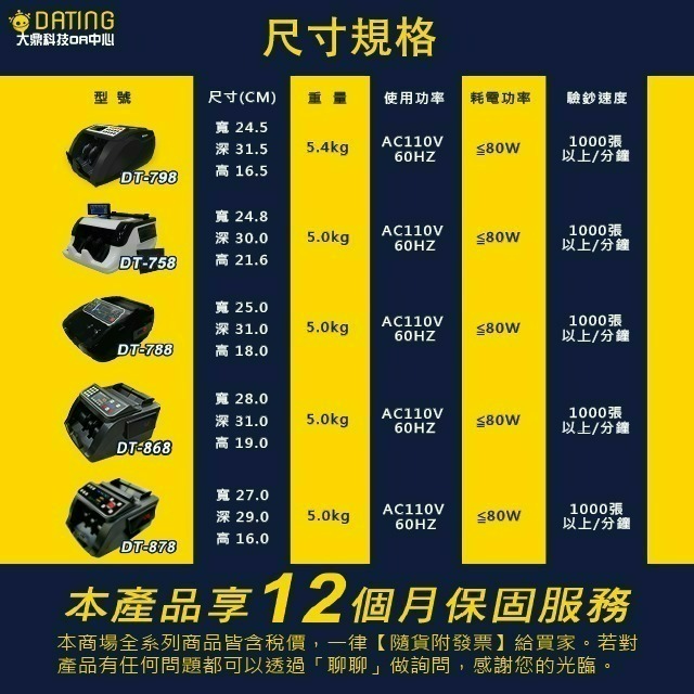【大鼎OA】【贈送外接小螢幕】新台幣金額合計點驗鈔機｜可分鈔｜點鈔機｜DT-758/868/878-細節圖8