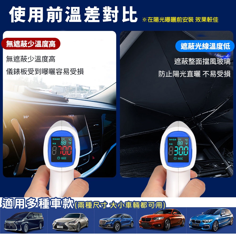 EZlife 反光鈦銀防曬隔熱車用遮陽傘-細節圖8