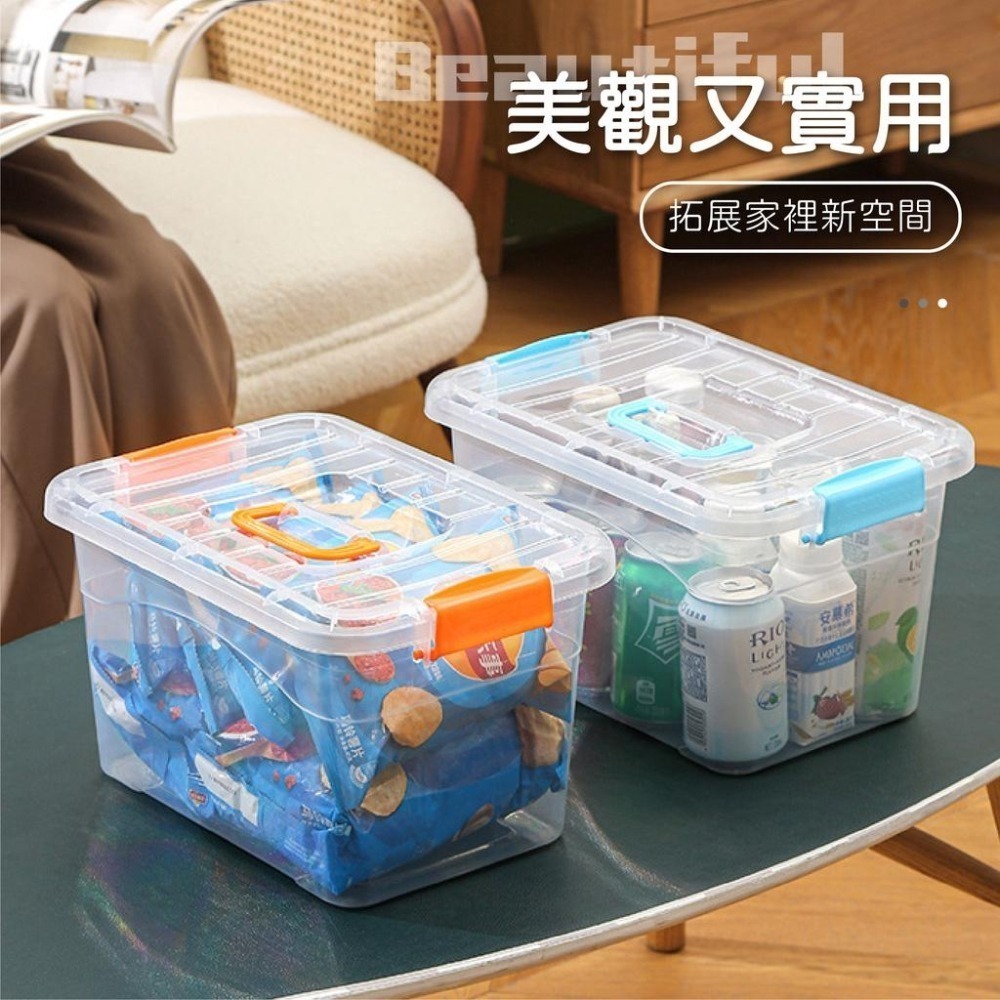 透明手提收納箱【收納盒】手提收納盒 透明收納箱 手提收納箱 收納盒 透明收納盒 收提收納盒 可疊加收納盒 透明手提收納盒-細節圖8