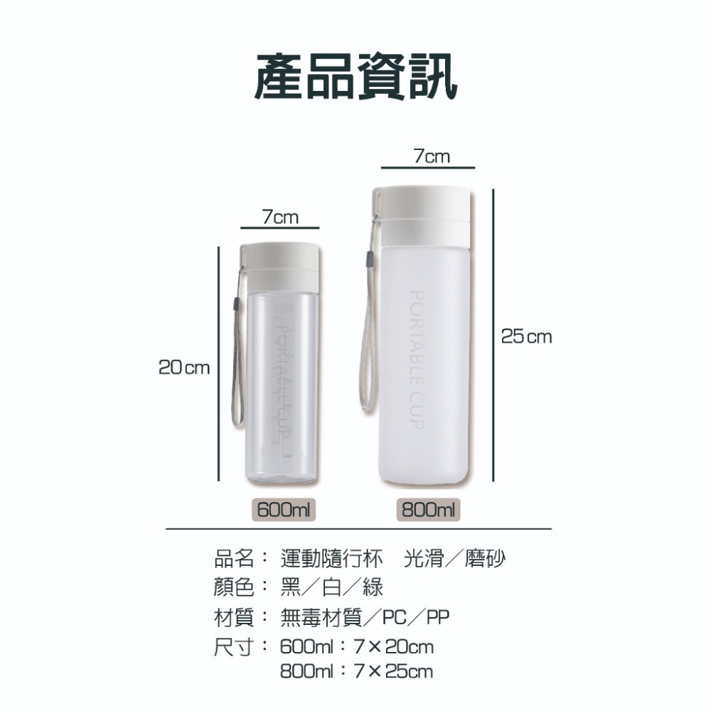 運動隨行杯 隨身杯 水壺 磨砂水壺 運動水壺 600ml 800ml 輕便水壺 隨身水瓶 隨行杯 防摔隨手杯-細節圖2