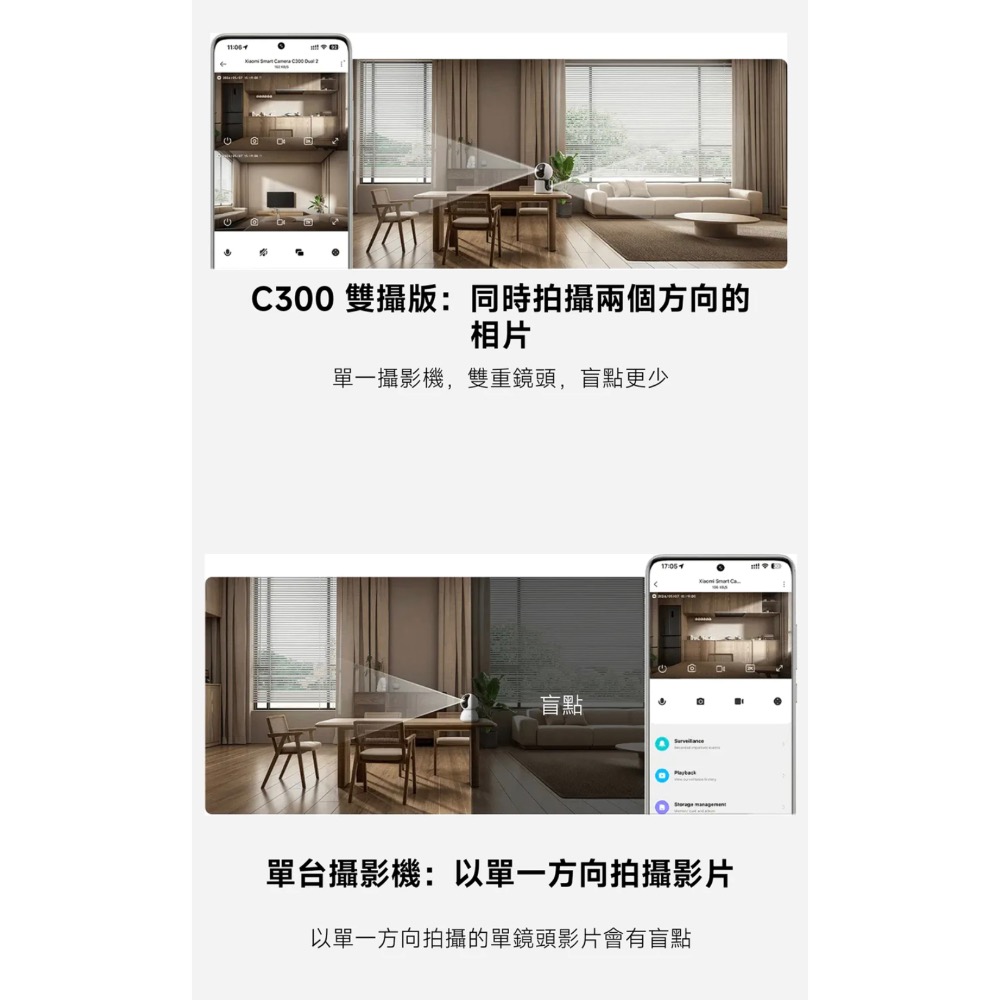 Xiaomi 智慧攝影機 C300 雙攝版 小米攝影機 C300雙攝版 小米監視器 C300雙鏡頭 雲台版 雙攝版 小米-細節圖4