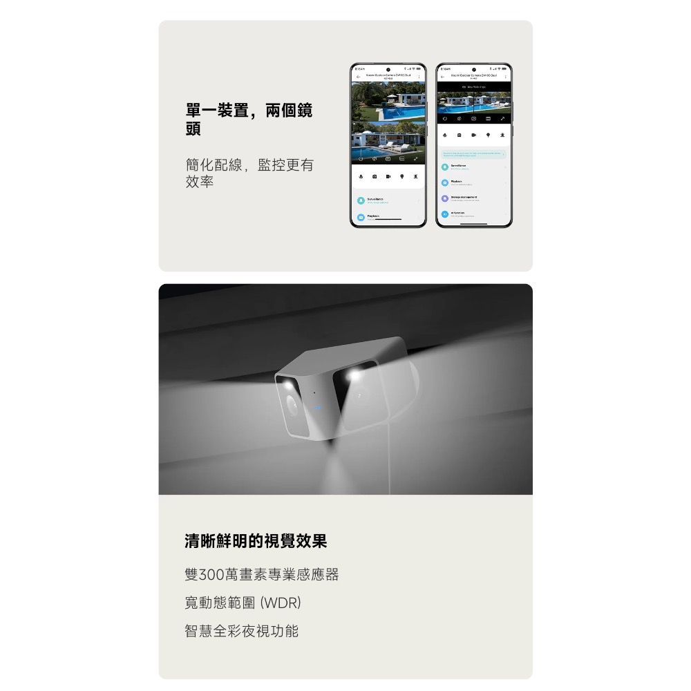 Xiaomi 室外攝影機 CW100 雙攝版 小米智慧攝影機 CW100 雙攝版 小米室外攝影機CW100 小米監視器-細節圖2
