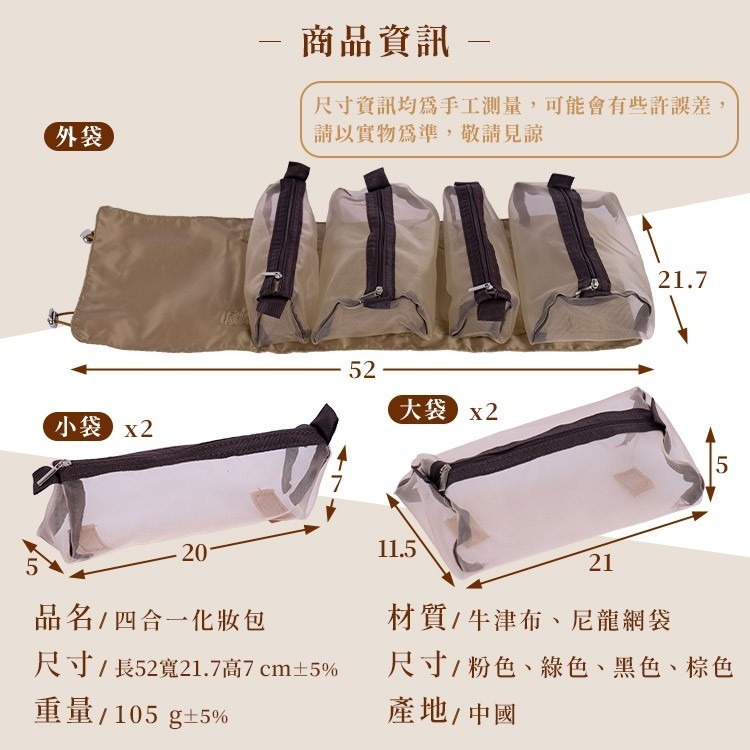 四合一化妝包 盥洗包 化妝包大容量 旅行化妝包 可拆式化妝包 大容量化妝包 旅行盥洗包 化妝包小 小化妝包【S058】-細節圖7